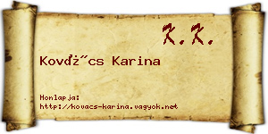 Kovács Karina névjegykártya
